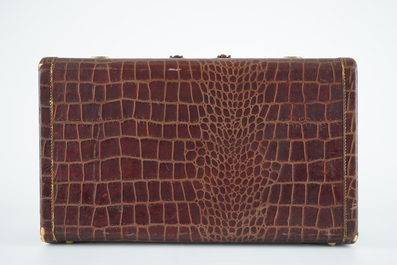 A small travel suitcase with snake skin leather, 1st half 20th C.