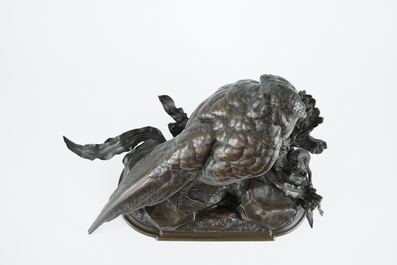Jules Moigniez (1835-1894), A bronze group of pheasants, 19th C.