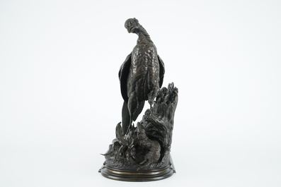 Jules Moigniez (1835-1894), Een bronzen groep met fazanten, 19e eeuw