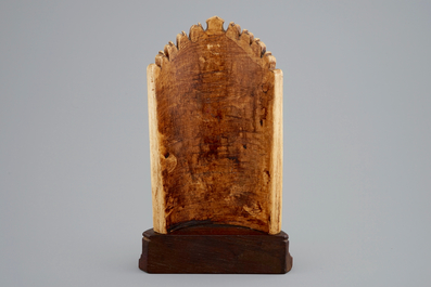 A neo-gothic ivory Pax with Madonna and child, late 19th C.