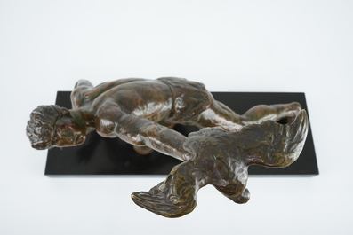 Alexandre Kelety (1918-1940), Un fauconnier, bronze sur socle en marbre