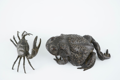 Un crabe et un crapaud en bronze, d'apr&egrave;s l'Antique ou des souvenirs du Grand Tour, 19/20&egrave;me