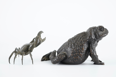 Un crabe et un crapaud en bronze, d'apr&egrave;s l'Antique ou des souvenirs du Grand Tour, 19/20&egrave;me