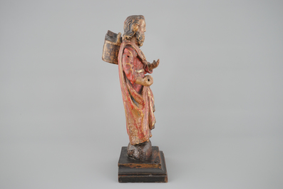 A painted wood figure of Joseph, 17/18th C.