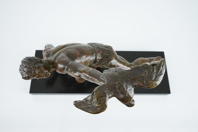 Alexandre Kelety (1918-1940), Un fauconnier, bronze sur socle en marbre