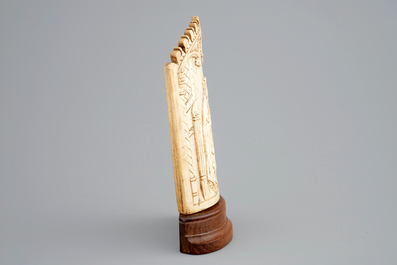 A neo-gothic ivory Pax with Madonna and child, late 19th C.