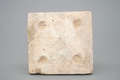A square polychrome tile, Qajar, Iran, 19th C.