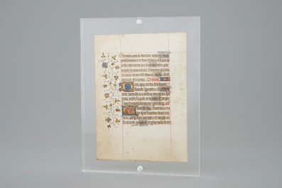 Een Italiaans &quot;Bella Donna&quot;-bordje en een blad uit een getijdenboek, 13/14e eeuw