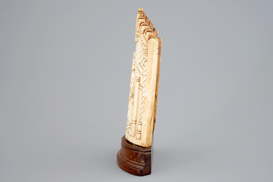 A neo-gothic ivory Pax with Madonna and child, late 19th C.