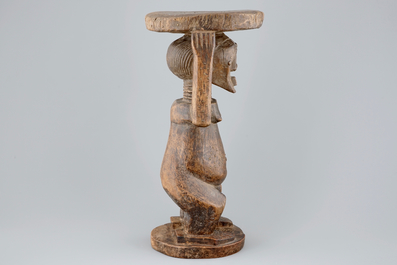 An African carved wood stool, Songye, Congo, 1st half 20th C.