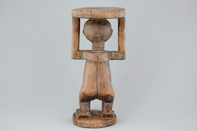 An African carved wood stool, Songye, Congo, 1st half 20th C.