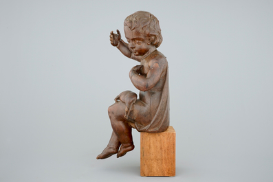 Een houten figuur van Jezus met het lam, 17/18e eeuw