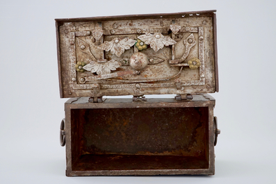 A wrought and painted iron chest, Nuremberg, 16/17th C.