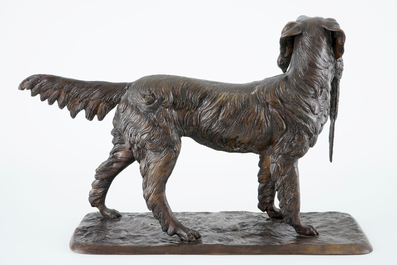 Pierre-Jules M&ecirc;ne (1810-1879), A hunting dog with a partridge, bronze group