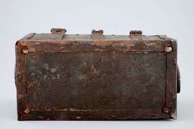 A wrought and painted iron chest, Nuremberg, 16/17th C.