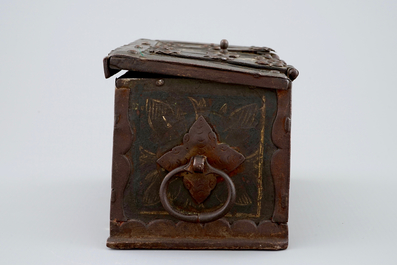 A wrought and painted iron chest, Nuremberg, 16/17th C.