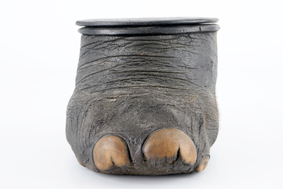 An elephant's foot mounted as a stool, ca. 1930