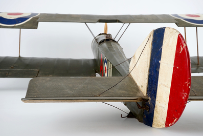 A replica of a historical French military biplane aircraft, mid 20th C.