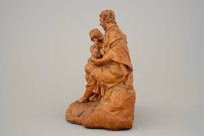 Une Sainte Famille en buis sculpt&eacute;, 16/17&egrave;me