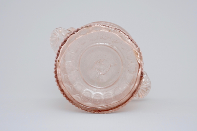 A small two-handled pink glass monteith, 18th C.