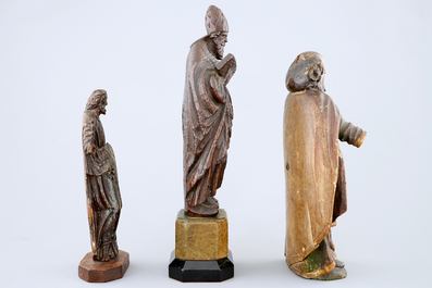 Vier houten heiligenbeelden, 16/18e eeuw