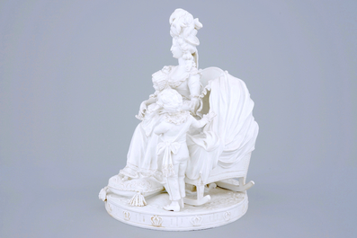 A Vienna style biscuit group of Marie-Antoinette after Vig&eacute;e le Brun, 19th C.