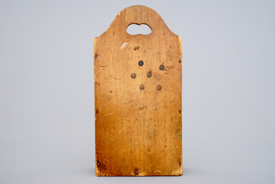 A Dutch painted wood school bag of orangist subject, 18th C.
