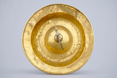 An unusual brass alms bowl with bronze inset, Nuremberg, 16/17th C.