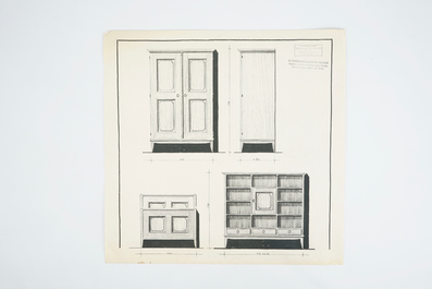 App. 550 designs from the archives of the Bruges furniture producers Claeys, 20th C.