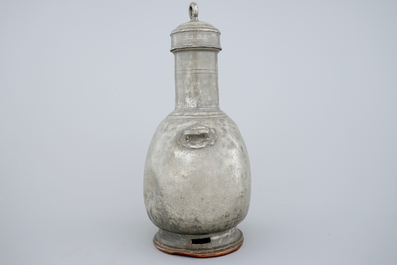 A large pewter flask, France, 18th C.