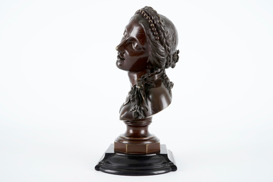 Jan Jozef Jacquet (1822-1898): Une buste en bronze d'une jeune femme, 1857