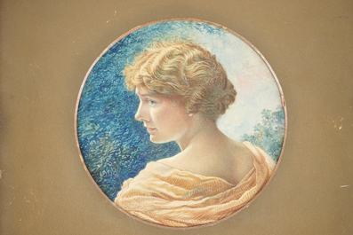 Monogrammist J.S., Portret van een dame, gedat. 1908, aquarel op papier
