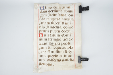 3 grote pagina's uit een antifonarium, 17/18e eeuw