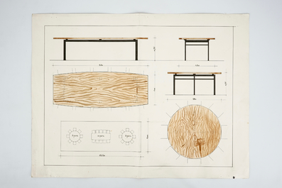 App. 550 designs from the archives of the Bruges furniture producers Claeys, 20th C.