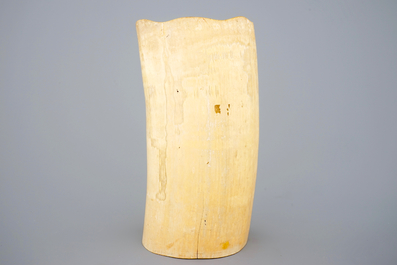 A carved ivory Art Nouveau vase, ca. 1895, in the manner of Philippe Wolfers (1858-1929)