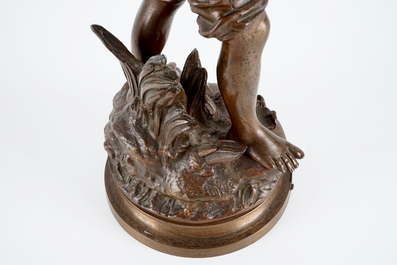 Charles Anfrie (1833-1905): &ldquo;L&rsquo;heureux P&ecirc;cheur&quot;, figuur in brons