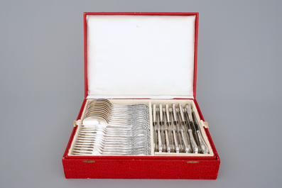 A 72-piece silver-plated cutlery set in case, Carl Mertens, Solingen, mid 20th C.