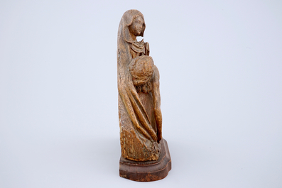 A carved wood fragment of a retable depciting a Piet&agrave;, prob. Flemish, 16th C.