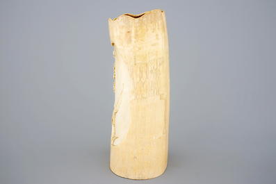 A carved ivory Art Nouveau vase, ca. 1895, in the manner of Philippe Wolfers (1858-1929)