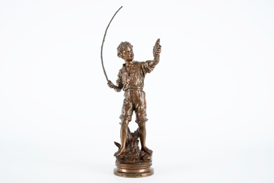 Charles Anfrie (1833-1905): &ldquo;L&rsquo;heureux P&ecirc;cheur&quot;, a bronze figure