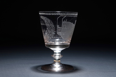 Un verre grav&eacute; et dat&eacute; 1845, Hambourg, Allemagne