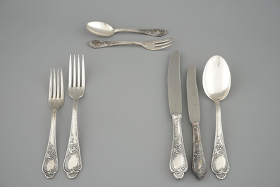 A 72-piece silver-plated cutlery set in case, Carl Mertens, Solingen, mid 20th C.