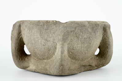 A large stone mortar, 13/14th C.
