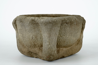 A large stone mortar, 13/14th C.