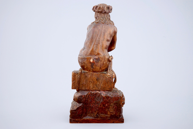 Un fragment de retable en bois sculpt&eacute; du Christ sur la pierre froide, prob. Flandres, 17&egrave;me