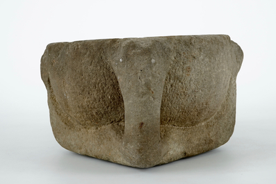 A large stone mortar, 13/14th C.