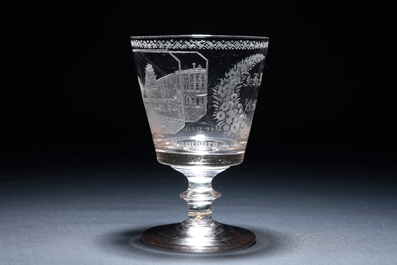 A German engraved glass, Hamburg, dated 1845