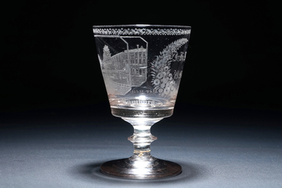 Un verre grav&eacute; et dat&eacute; 1845, Hambourg, Allemagne