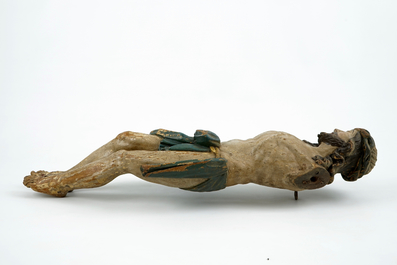 Un grand Christ en bois sculpt&eacute; polychrome, Flandres, 17/18&egrave;me