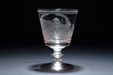 Un verre grav&eacute; et dat&eacute; 1845, Hambourg, Allemagne